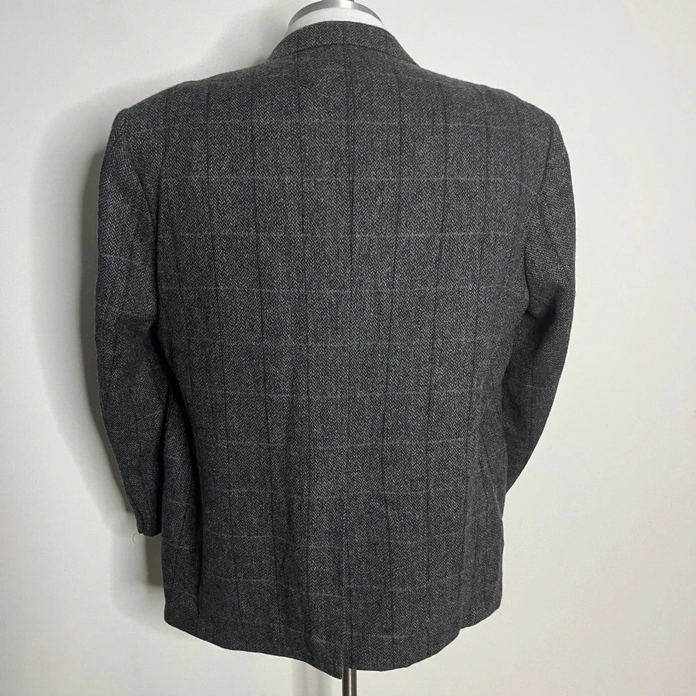 Alexander Lloyd Mens Gray‎ Plaid Wool Blend Two Button Blazer Jacket 54R